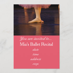 Invitation Ballerine de rose de concert de considérant de