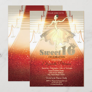 Invitation Ballerine élégante tapis rouge Sweet 16