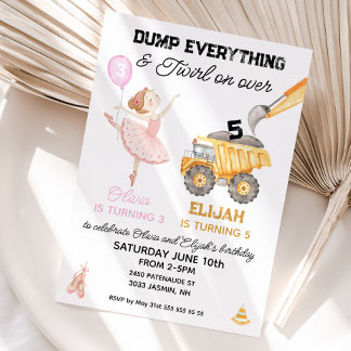 Invitation Ballerine et fête de construction pour anniversair