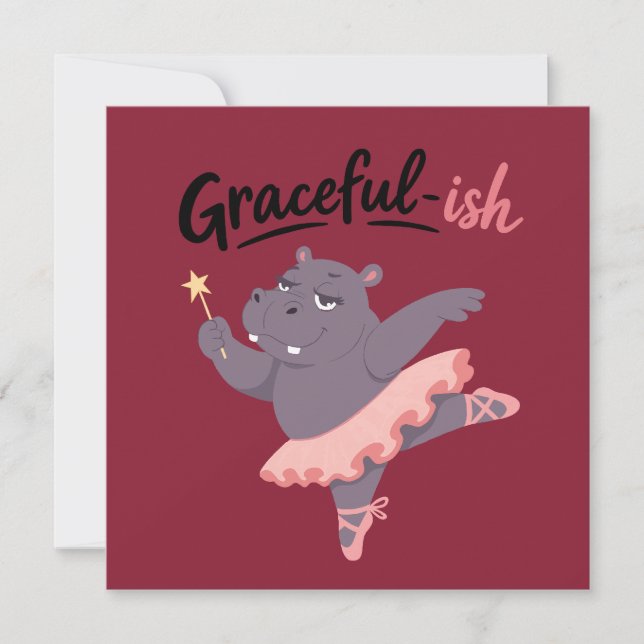 Invitation Ballerine Hippopotame Plutôt Gracieuse (Devant)