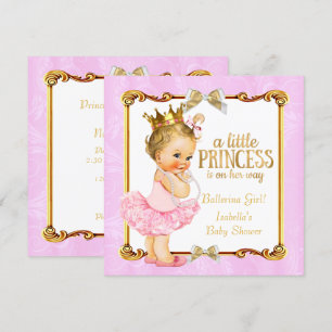 Invitation Ballerine Princesse Baby Shower Rose Or Blond