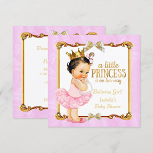 Invitation Ballerine Princesse Baby Shower Rose Or Brunette