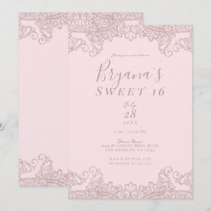 Invitation Ballerine Rouge Pâle Paillettes Dentelle Fête Douc
