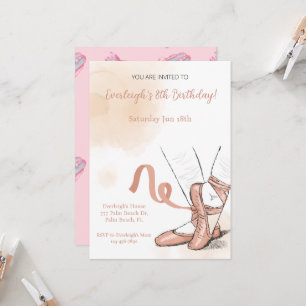 Invitation Ballet Ballerina Rose rose Anniversaire