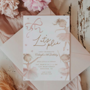 Invitation Ballet Cute Girls' Pastel Ballerina Anniversaire