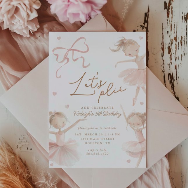 Invitation Ballet Cute Girls' Pastel Ballerina Anniversaire (Créateur téléchargé)