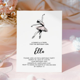 Invitation Ballet Dance et Twirl, Ballerina Dancer Anniversai