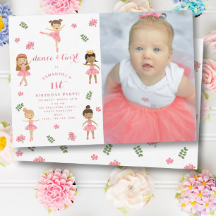 Invitation Ballet Dance & Twirl Pink Ballerina Photo Annivers