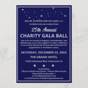 Invitation Ballet de gala de charité de l'entreprise Bleu arg