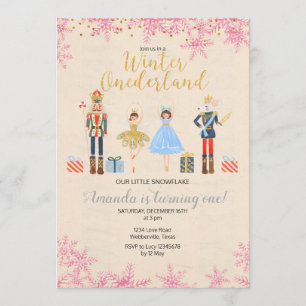 Invitation Ballet de Nutcracker Anniversaire rose d'hiver