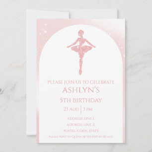 Invitation Ballet de Parties scintillant rose élégant personn