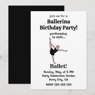 Invitation Ballet Exécuté Dans Le Style Ballerine Anniversair