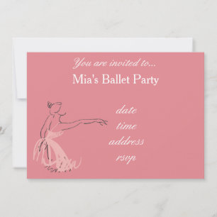 Invitation Ballet Party pour filles ballerine rose