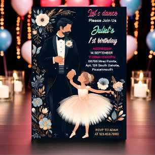 Invitation Ballet Pink Tutu Chic Girls Ballerina 1er annivers