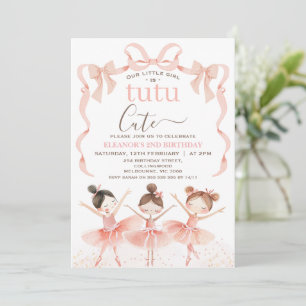 Invitation Ballet rose blanc Tutu Ballerina 2e anniversaire