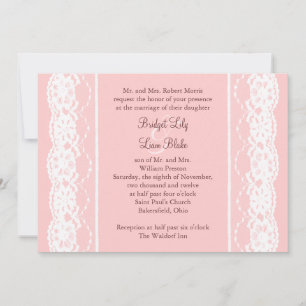 Invitation Ballet rose et dentelle Vintage