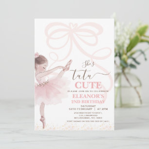 Invitation Ballet Rose Girls Bow Tutu Ballerina 2e anniversai