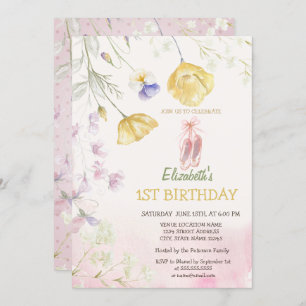 Invitation Ballet Toe Chaussures Fleur sauvage Anniversaire