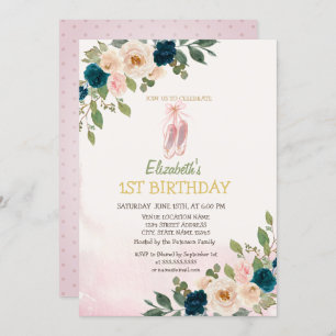 Invitation Ballet Toe Chaussures Fleurs Anniversaire
