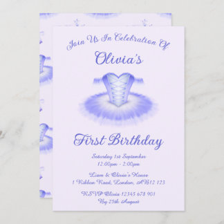 Invitation Ballet violet Anniversaire Tutu Watercolor Invitat