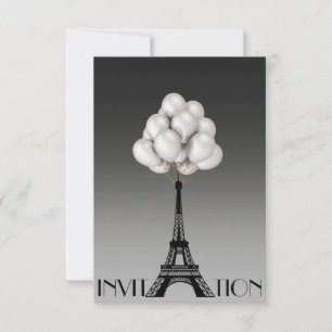 Invitation Balloirs Paris Tour Eiffel Glam Chic Grey