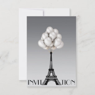 Invitation Balloirs Paris Tour Eiffel Glam Chic Grey