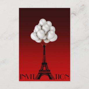 Invitation Balloirs Paris Tour Eiffel Glam Chic Rouge