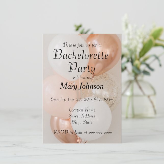 Invitation Balloirs rose et blanc Bachelorette (Debout devant)