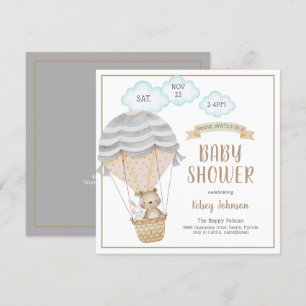 Invitation Ballon à Air Chaud Animaux de la Forêt Baby Shower