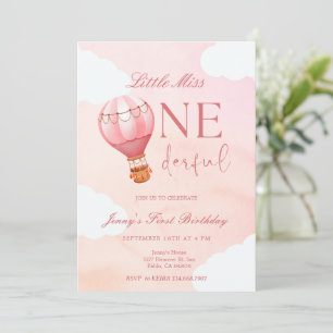 Invitation Ballon à air chaud Little Miss Onederful 1er anniv