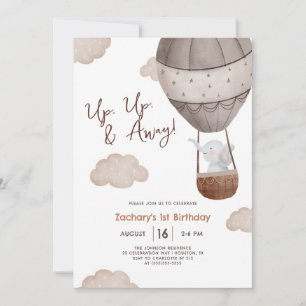 Invitation Ballon à air chaud Up & Away 1er anniversaire