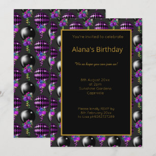 INVITATION BALLON BLACK VIDE TOUTE OCASSION