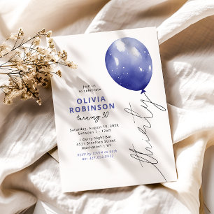 Invitation Ballon Bleu Tendance 30e Anniversaire