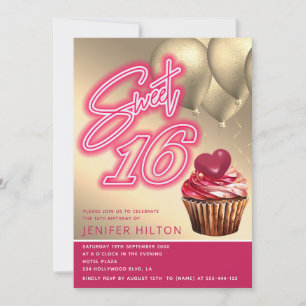 Invitation ballon cool or whimsy cupcake neon doux 16