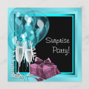 Invitation Ballon de cocktail bleu sarcelle Surprise fête d'a
