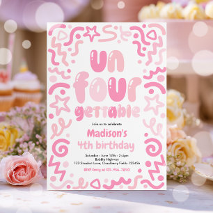 Invitation Ballon de confettis inoubliable pour 4e anniversai