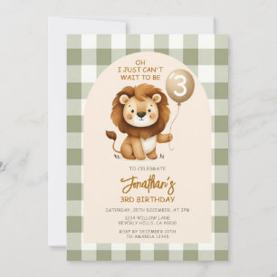 Invitation Ballon de fête d'anniversaire de lion mignon safar