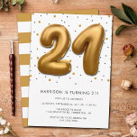 Invitation Ballon d'huile d'or moderne 21e anniversaire<br><div class="desc">Célébrez en style avec ces invitations branchées à la fête d'anniversaire. Le design est facile à personnaliser avec votre propre libellé et votre famille et vos amis seront ravis quand ils reçoivent ces fabuleux invitations de fête.</div>