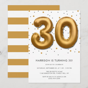 Invitation Ballon d'huile d'or moderne 30e anniversaire