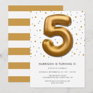 Invitation Ballon d'huile d'or moderne 5e anniversaire
