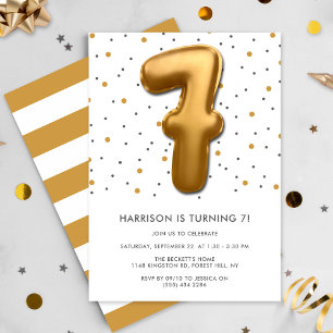 Invitation Ballon d'huile d'or moderne 7e anniversaire