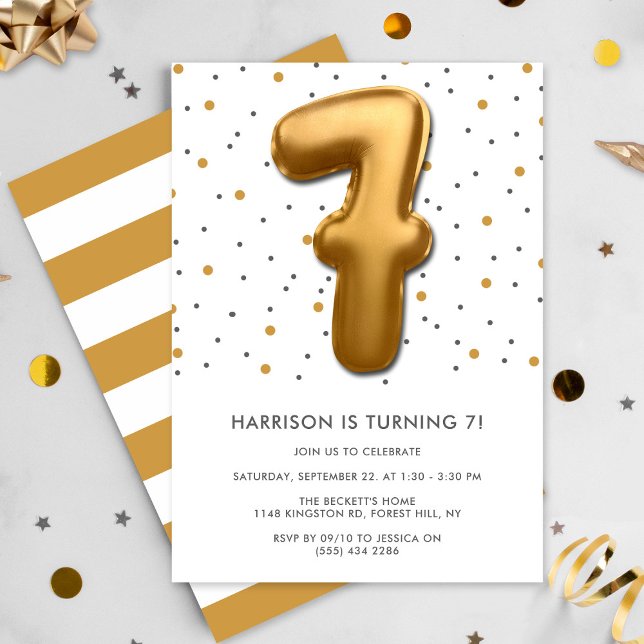 Invitation Ballon d'huile d'or moderne 7e anniversaire (Créateur téléchargé)
