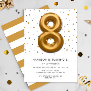 Invitation Ballon d'huile d'or moderne 8e anniversaire