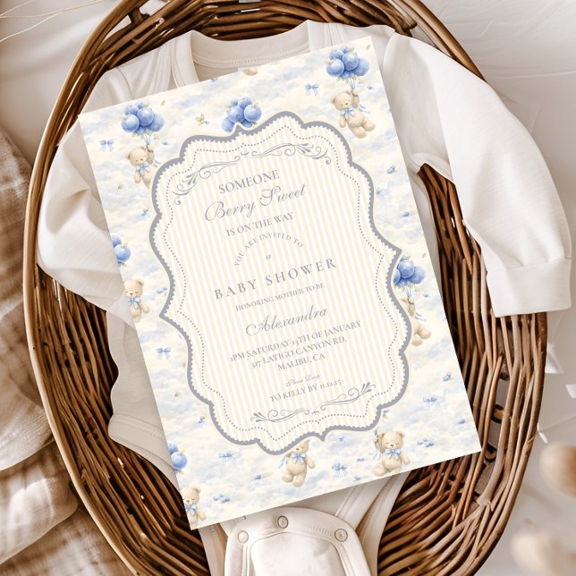Invitation Ballon Ourson Toile Baignoire Fille Bébé (Créateur téléchargé)