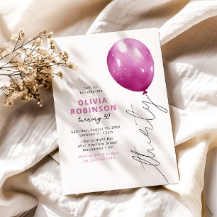 Invitation Ballon Rose Tendance 30e Anniversaire