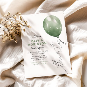 Invitation Ballon Vert Tendance 30e Anniversaire