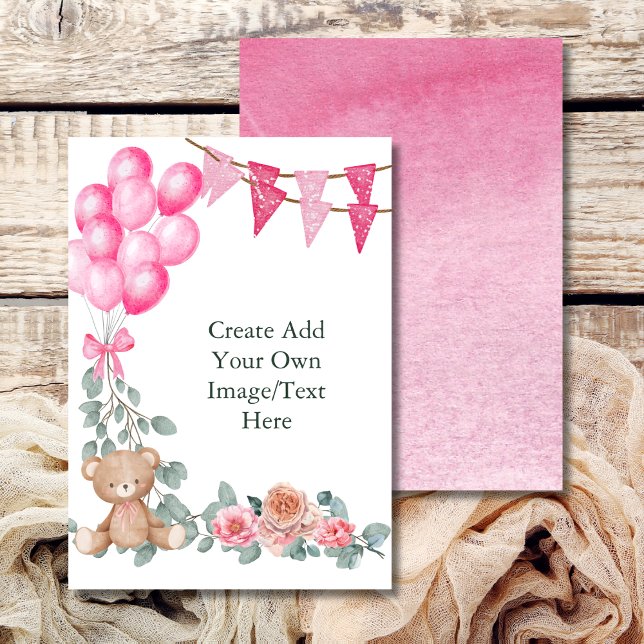 Invitation Ballon Vierge Ajoutez Votre Propre Oh Bébé Fille E (Créateur téléchargé)