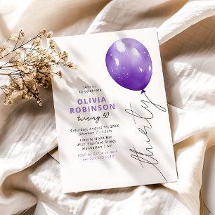 Invitation Ballon Violet Tendance 30e Anniversaire