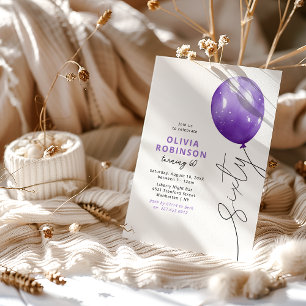 Invitation Ballon Violet Tendance 60e Anniversaire