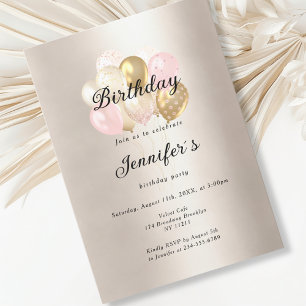 Invitation Ballonnet d'or rose moderne